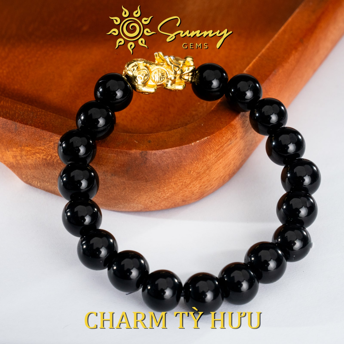 Chuỗi Hạt Đeo Tay Đá Huyền Đen