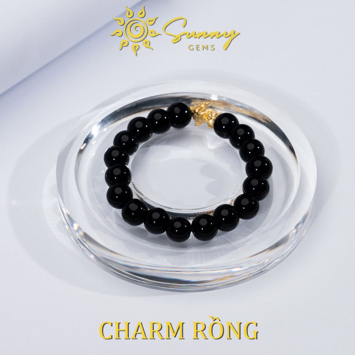 Chuỗi Hạt Đeo Tay Đá Huyền Đen
