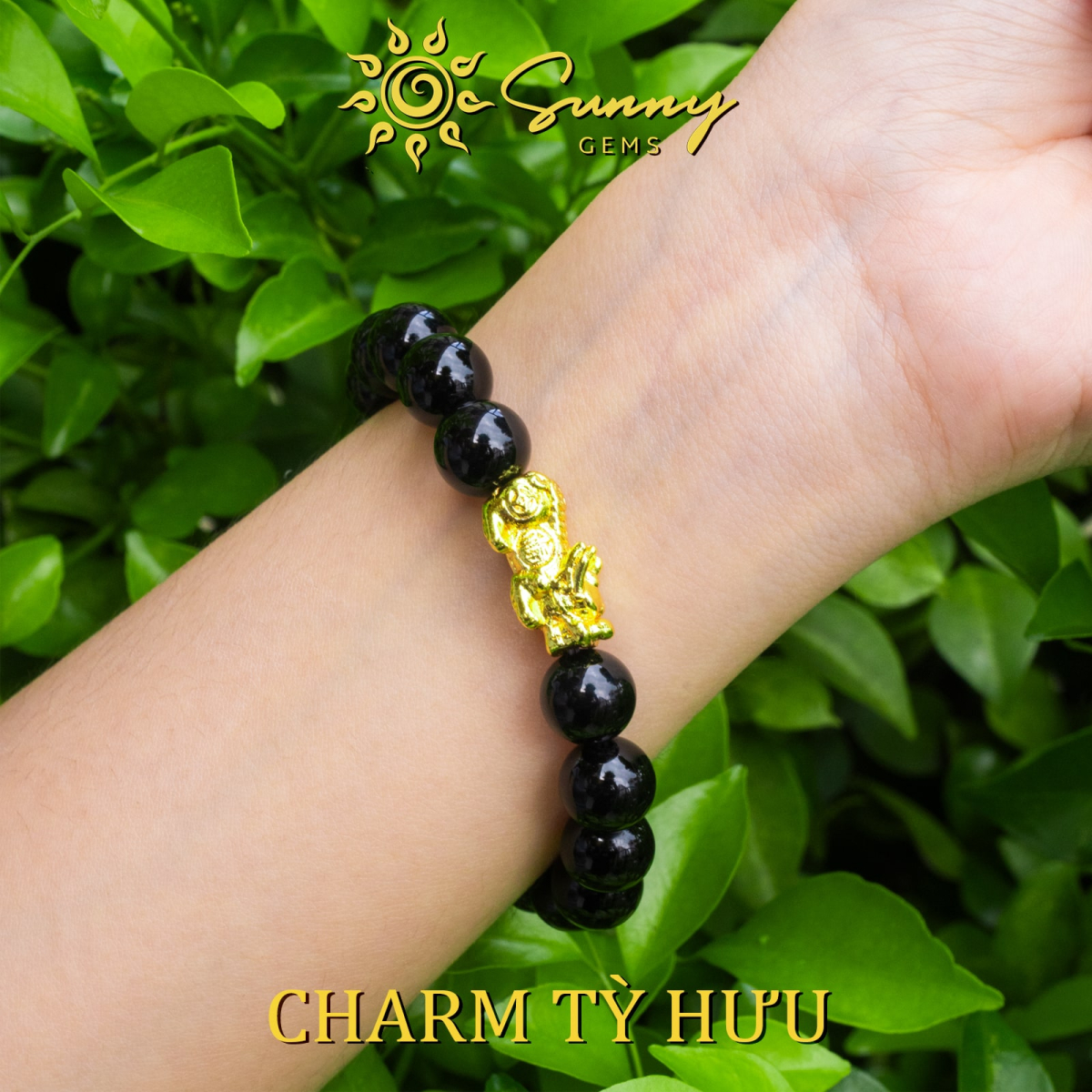 Chuỗi Hạt Đeo Tay Đá Huyền Đen