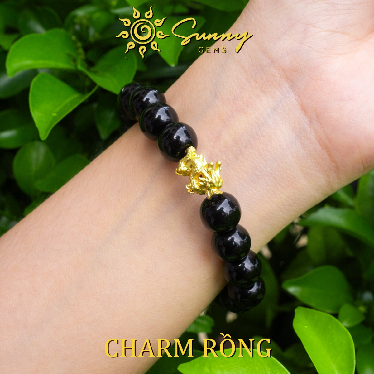 Chuỗi Hạt Đeo Tay Đá Huyền Đen