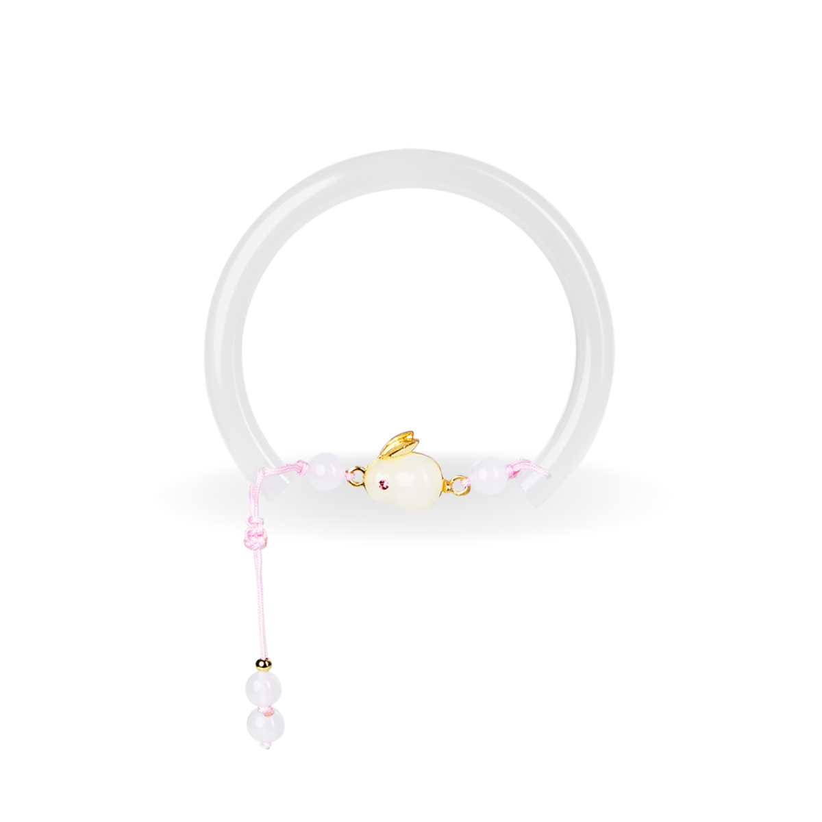 Vòng Đá Mã Não Bán Nguyệt Quang 6mm - Charm Thỏ