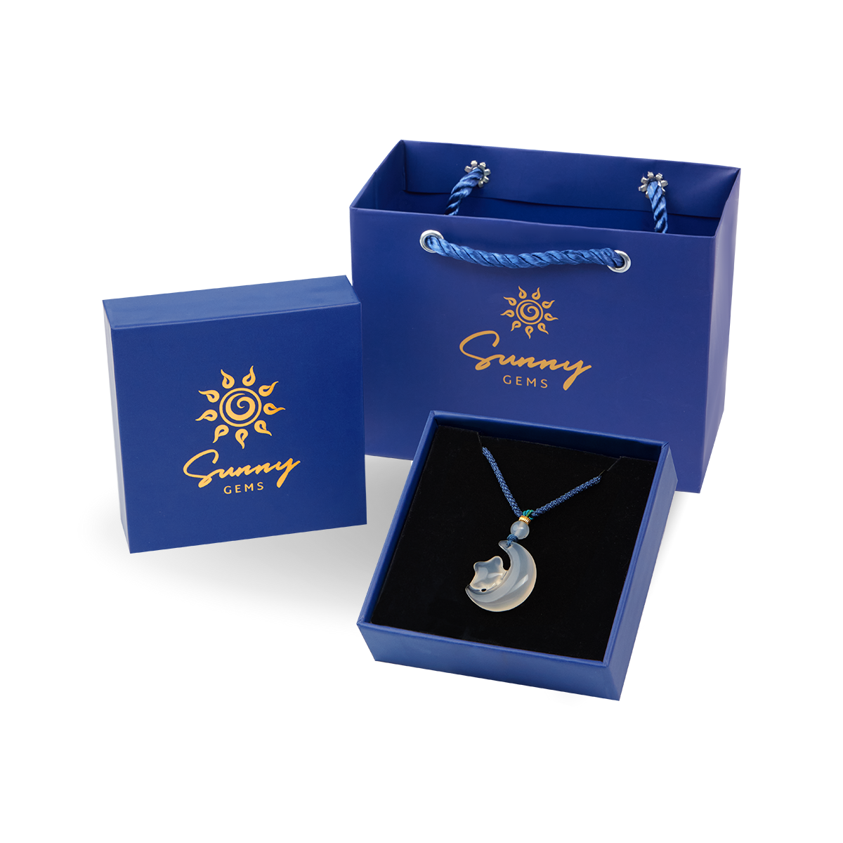 Dây Chuyền Ánh Nguyệt Tinh Tú Đá Chalcedony (Mã Não)