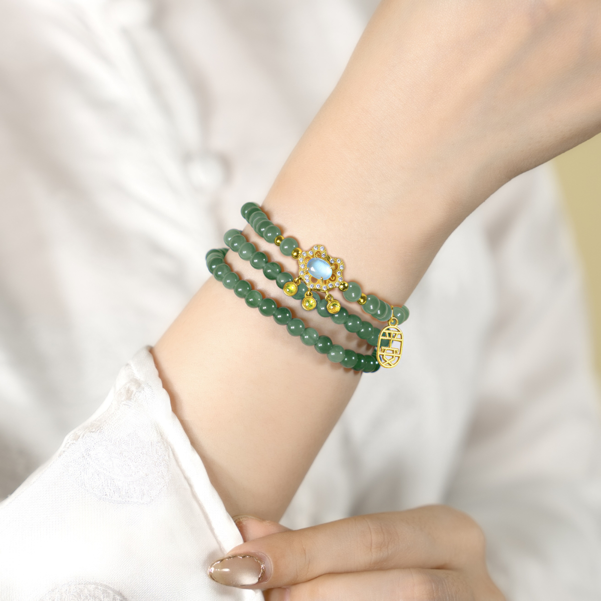 Dây Chuỗi Lam Ngọc Cẩm Thạch 108 Hạt - Như Ý