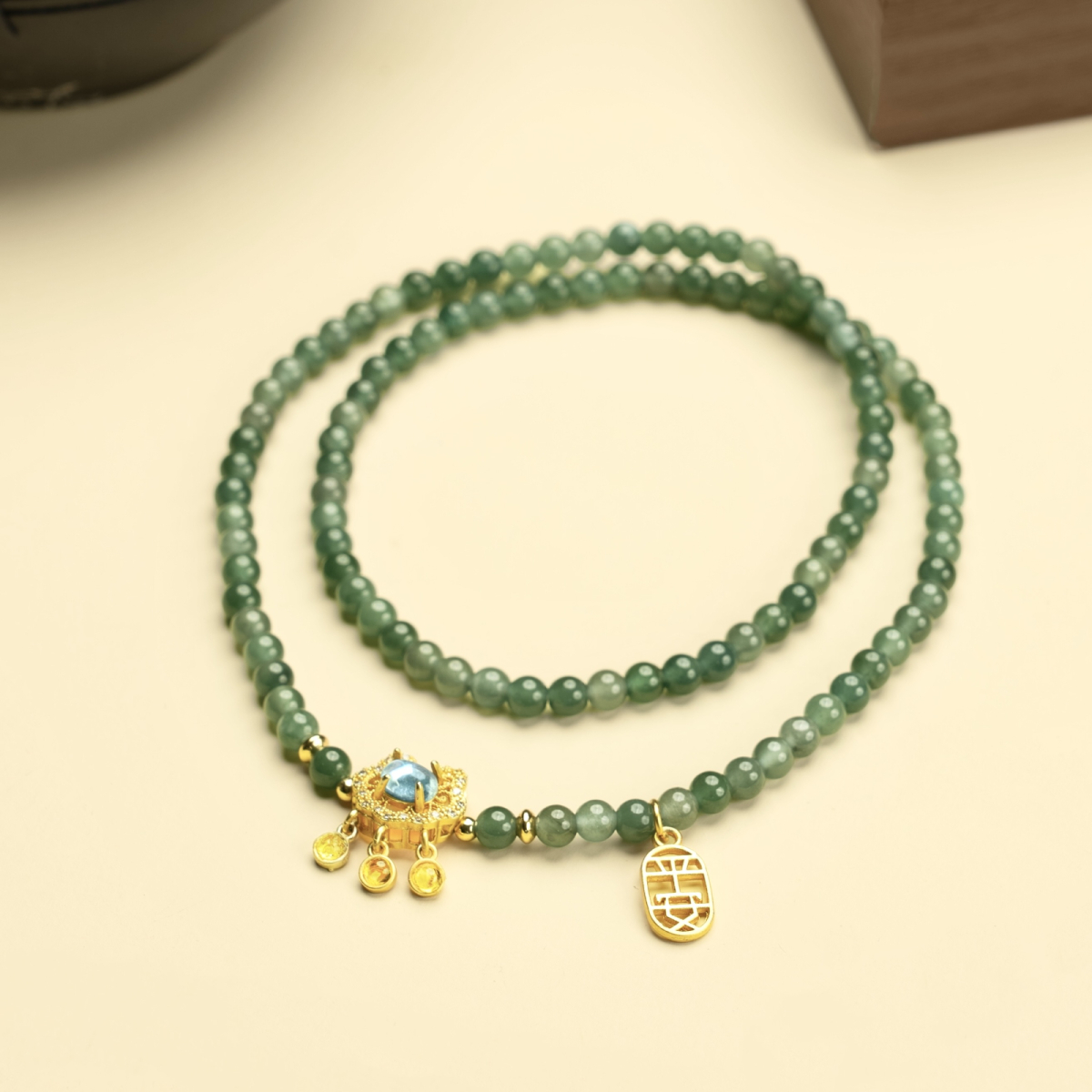 Dây Chuỗi Lam Ngọc Cẩm Thạch 108 Hạt - Như Ý