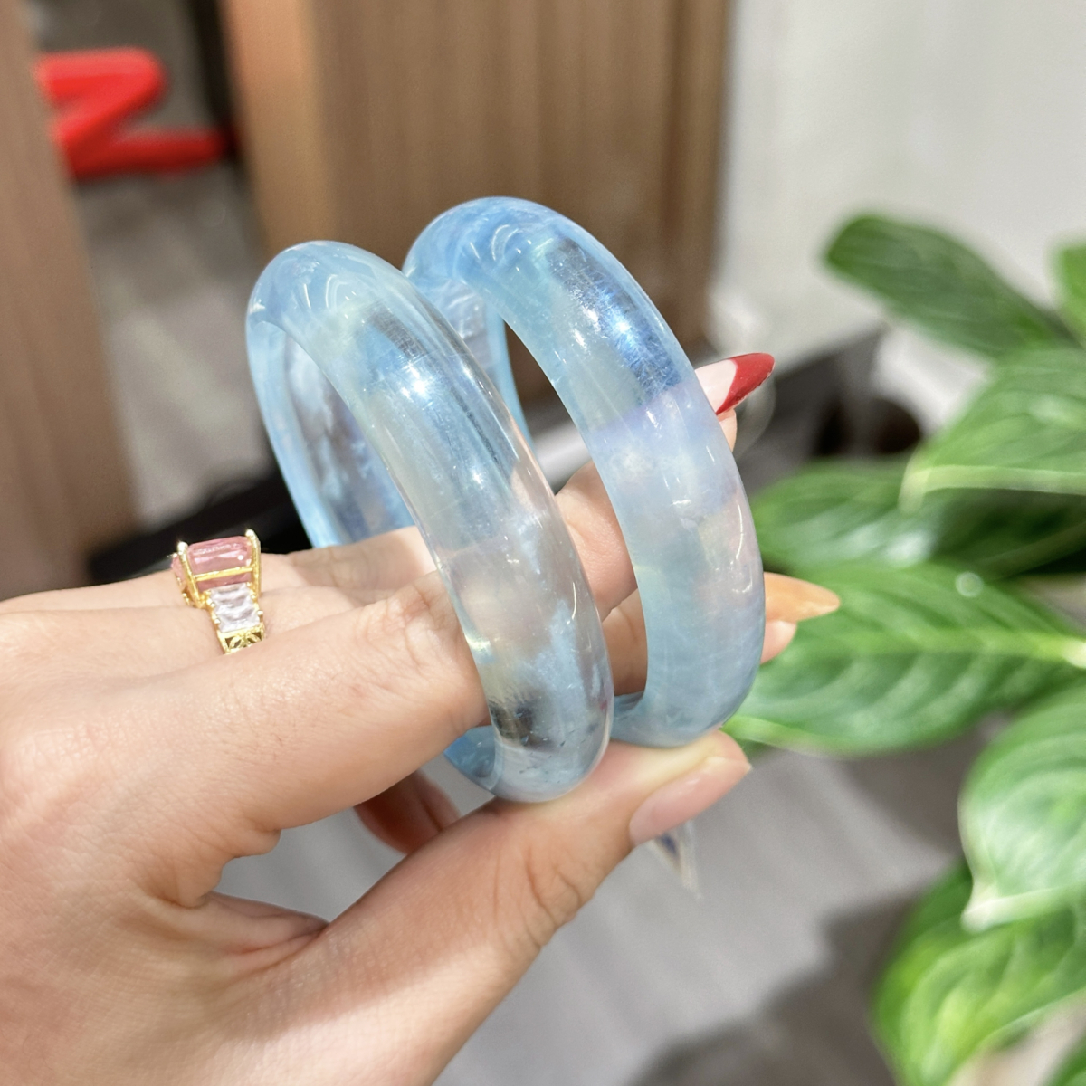 Vòng Tay Đá Aquamarine Nguyên Khối