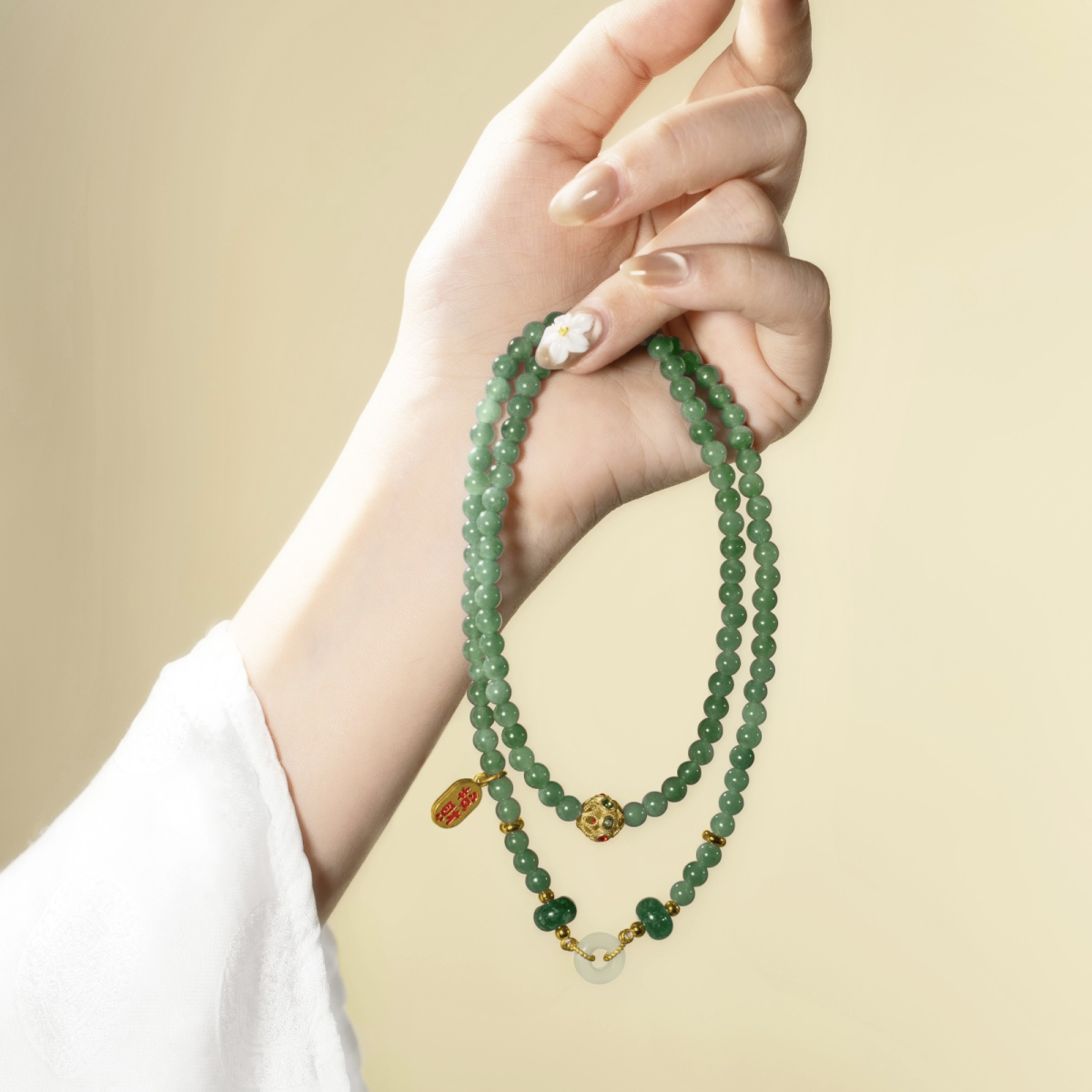 Dây Chuỗi Lam Ngọc Cẩm Thạch 108 Hạt - Mẫu 1