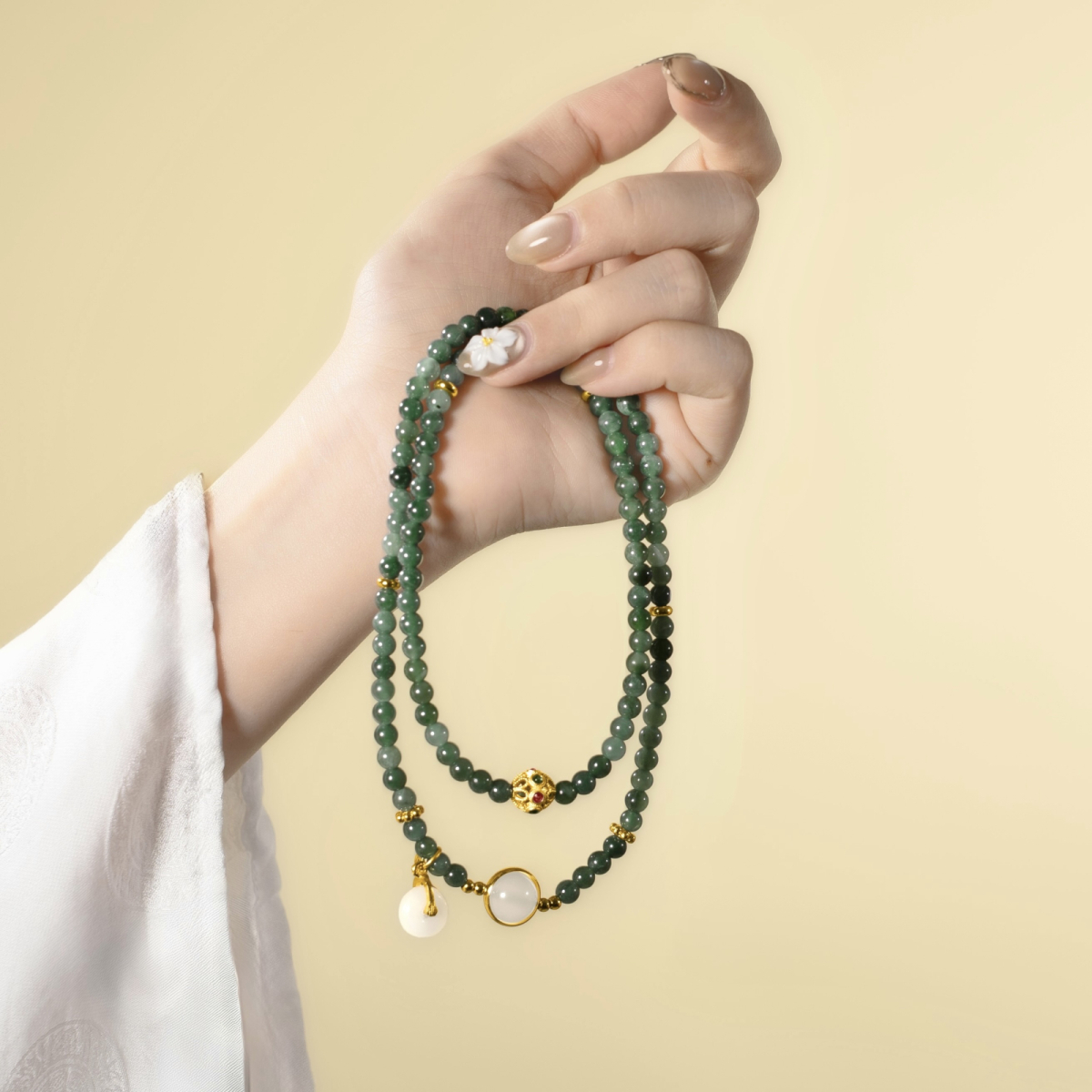 Dây Chuỗi Lam Ngọc Cẩm Thạch 108 Hạt - Mẫu 3