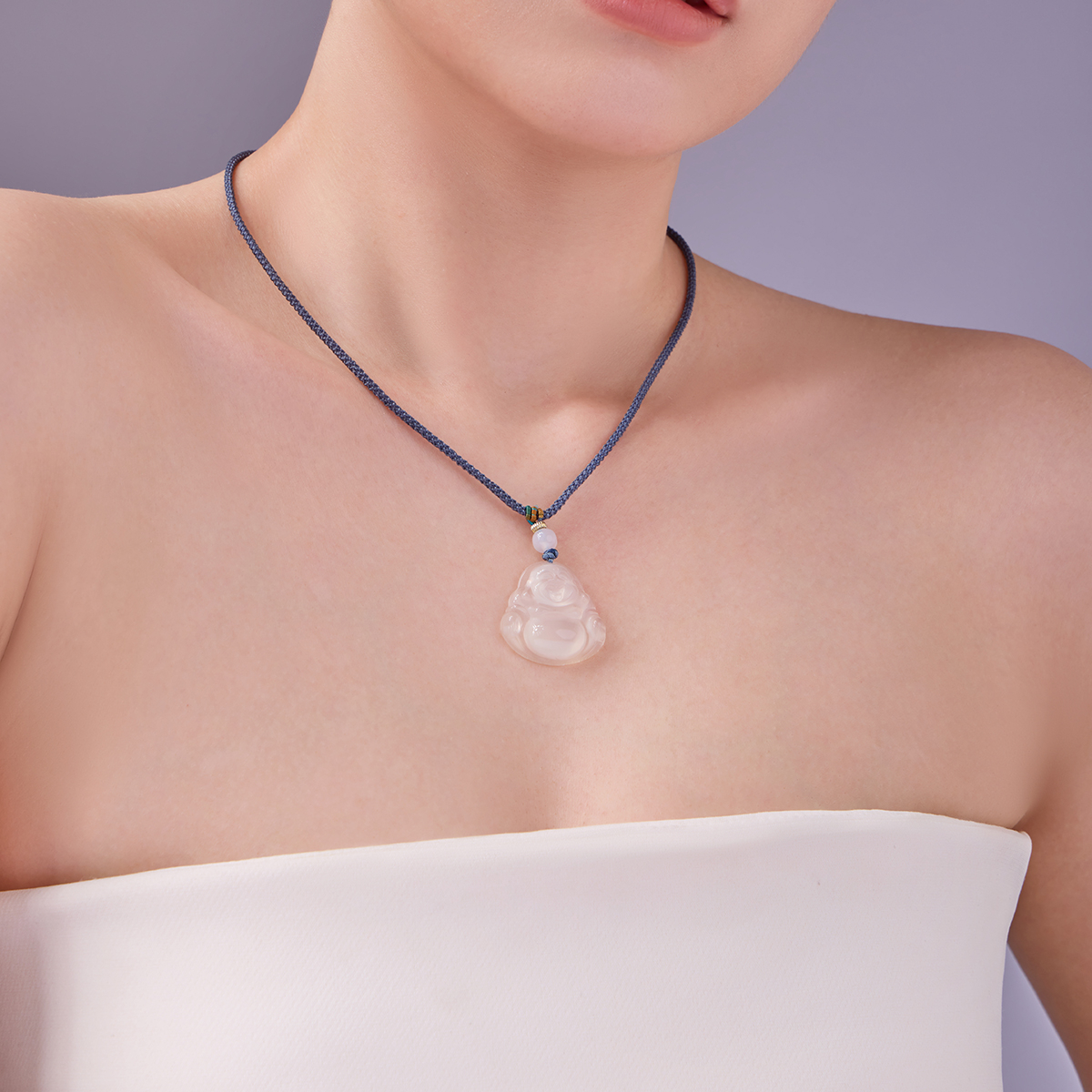 Dây Chuyền Phật Di Lặc Đá Chalcedony (Mã Não)
