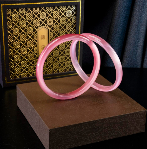 Vòng Đá Mắt Mèo 8mm Hồng Đậm