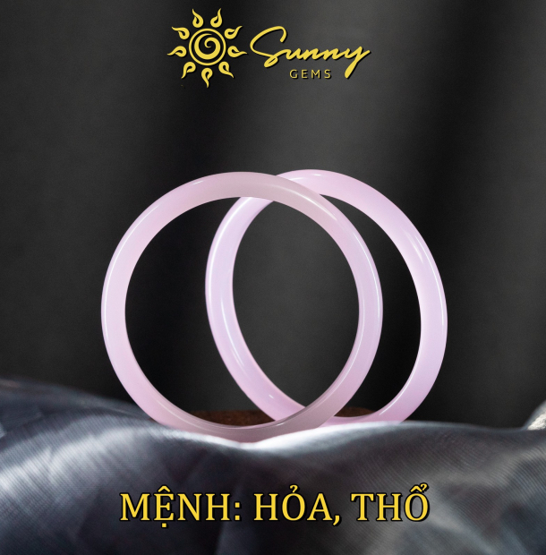 Vòng Đá Mắt Mèo 8mm Hồng Pastel