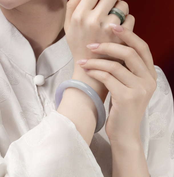 Vòng Ngọc Cẩm Thạch Type B - Trong Lý Phớt Tím