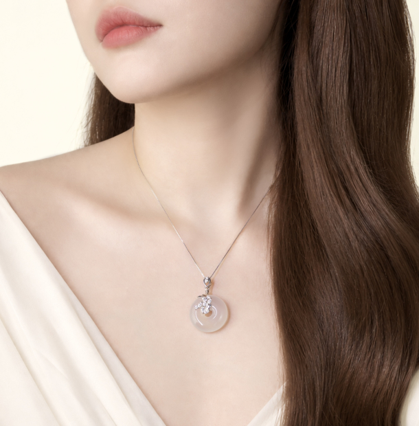  Floral Moon - Dây Chuyền Bạc Đính Đá Chalcedony Trắng